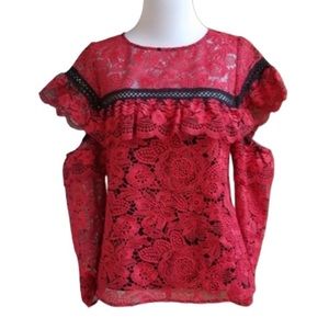 Red Carter Lace Cut Out Blouse